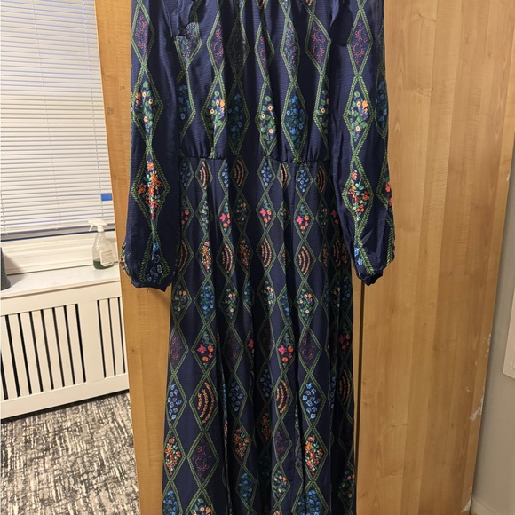 SALONI Navy Multicolor Long Sleeve Dress